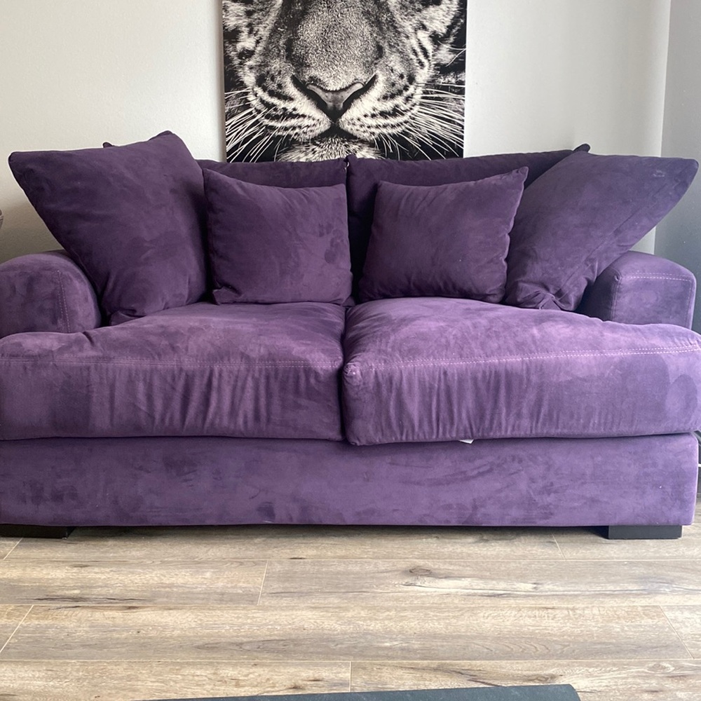 Z Gallery 1 Big Couch 
&Smaller couch
Color DarkPurple
Perfect condition 
No pet